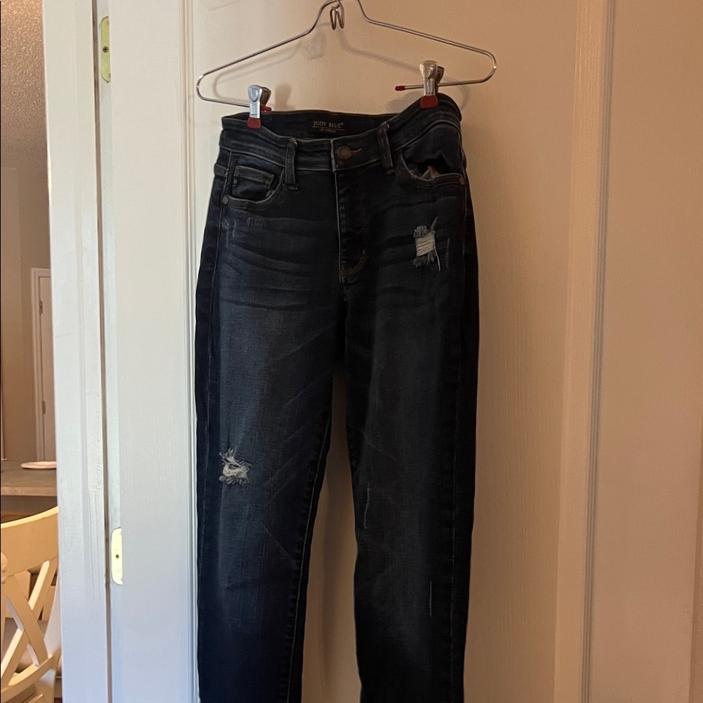 Judy Blue Dark Wash Distressed Skinny Jeans